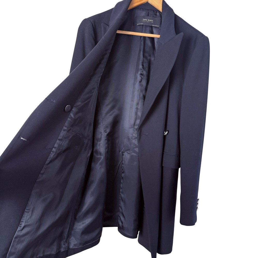 ZARA BASIC Collection Navy Double Breasted Long B… - image 6